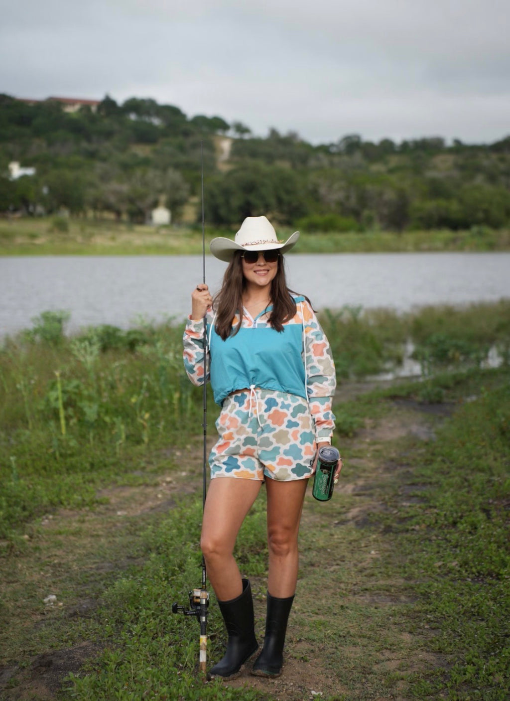 Teal Camo Cropped Windbreaker