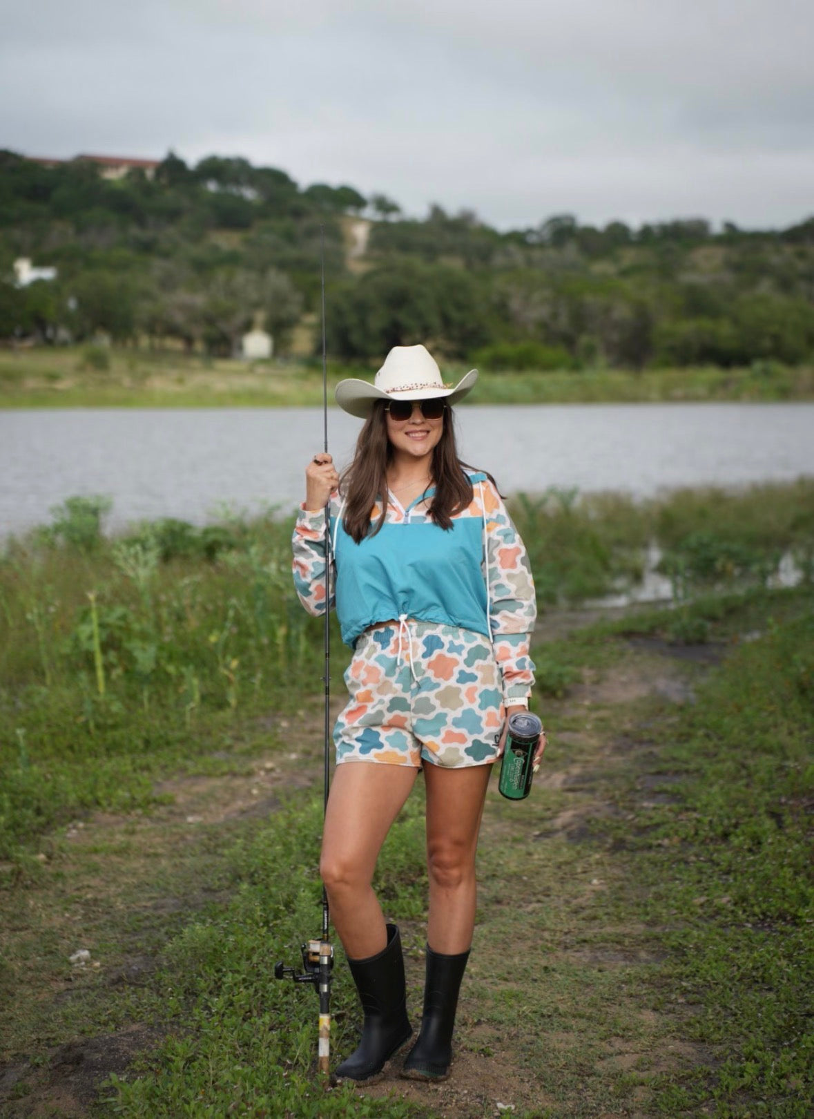 Teal Camo Cropped Windbreaker