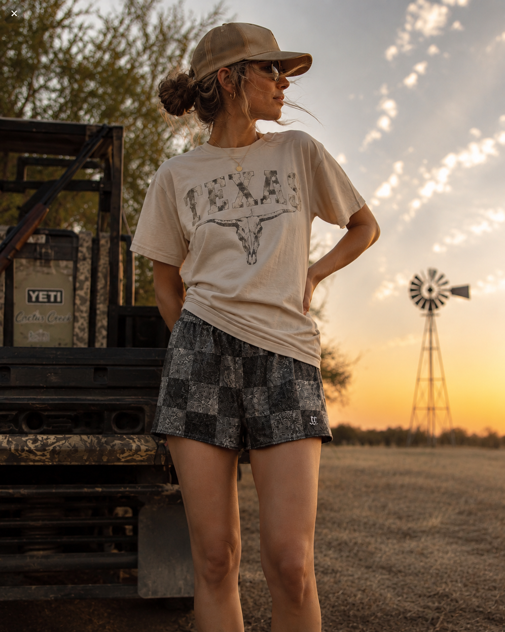 Checkered Camo Athletic Shorts (W)