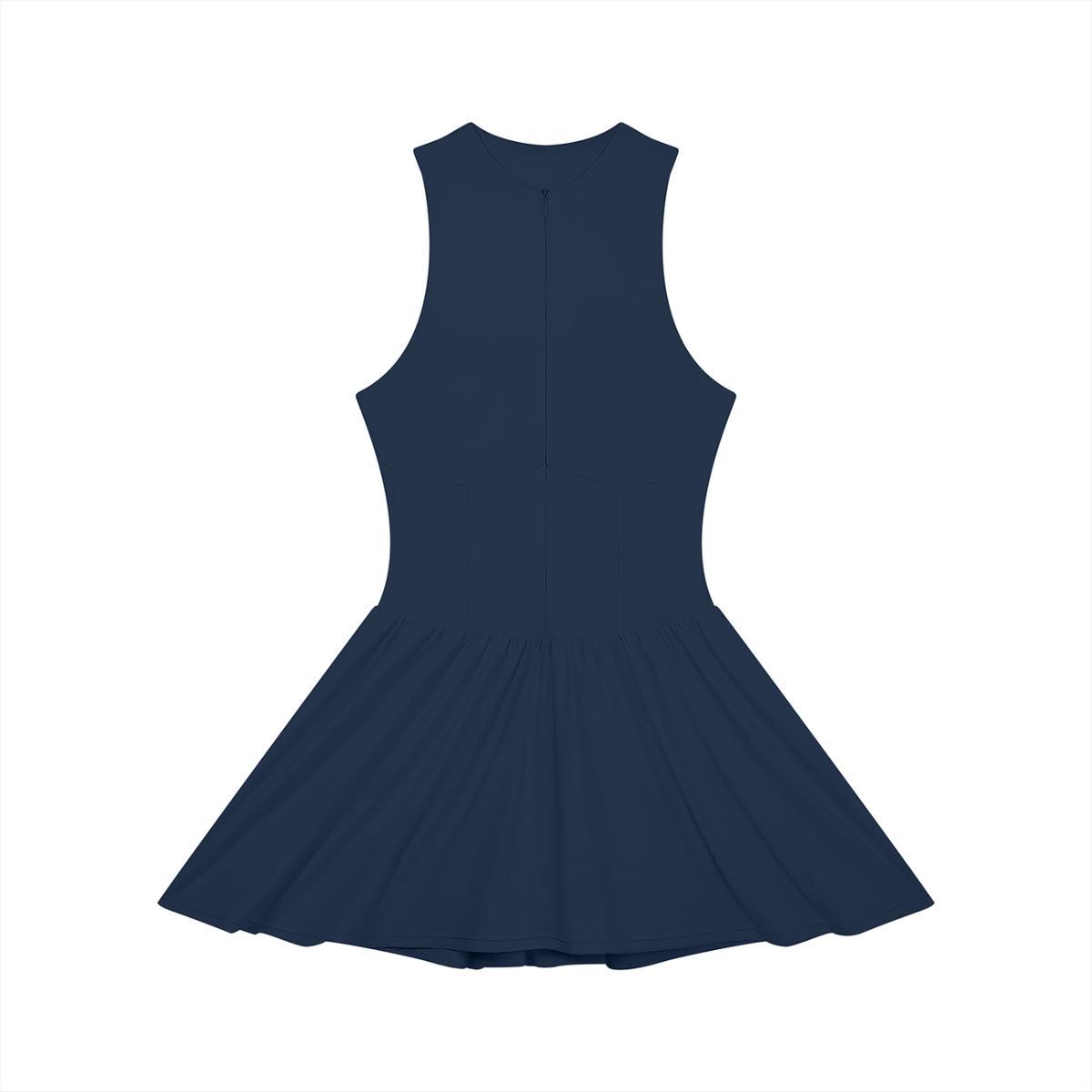 Dark color Women’s Ruched Sleeveless Full-Zip Dress