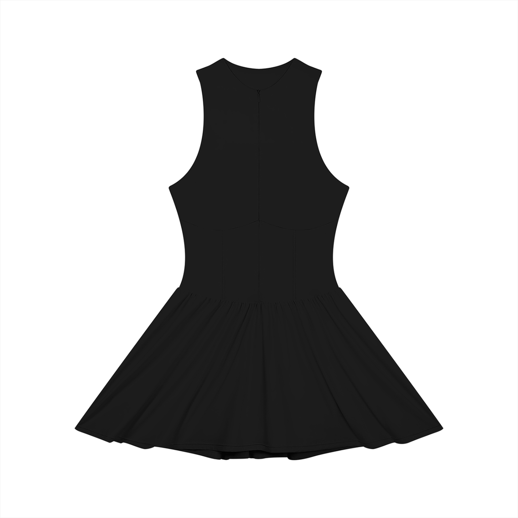Dark color Women’s Ruched Sleeveless Full-Zip Dress